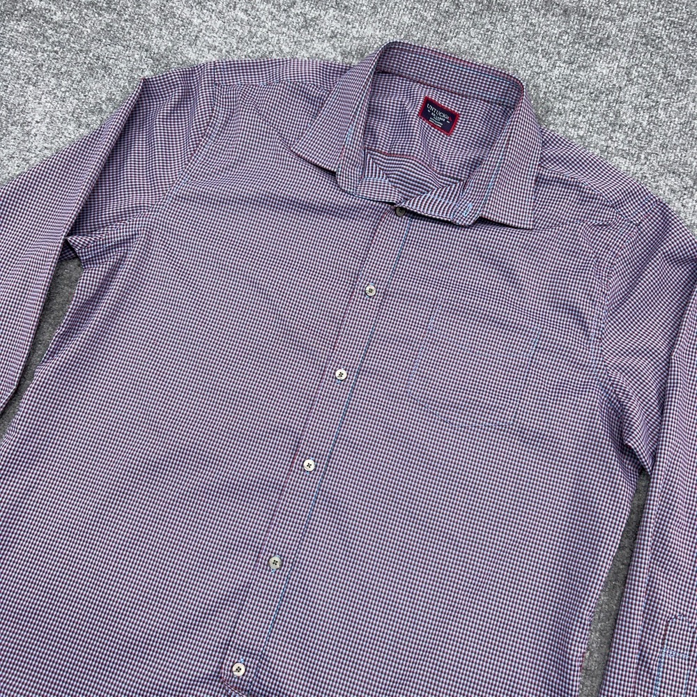 Untuckit Shirt Mens 2XL Blue Red Check Plaid Symington Slim Fit Pocket Polyester